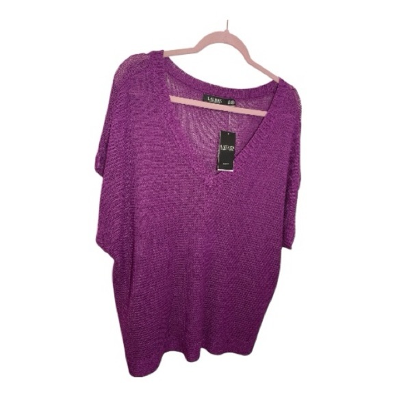 Ralph Lauren Women's V-Neck Purple Dawn Sweater - Picture 5 of 9
